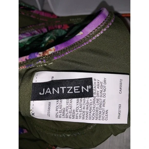 Jantzen One Piece Swimsuit Women’s Size 10 Tropical One Shoulder - Picture 4 of 5